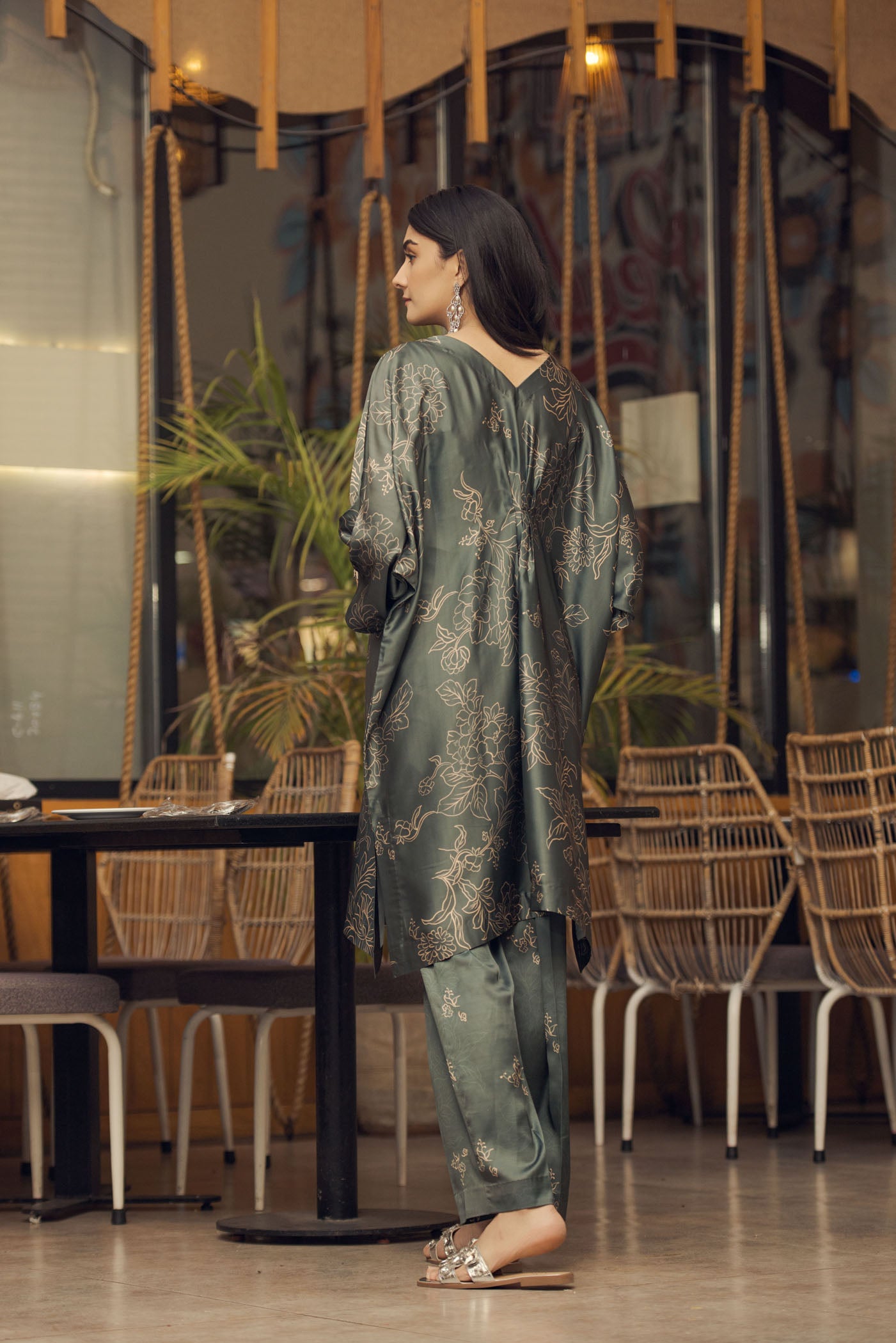 PRINTED KAFTAN WITH BELL BOTTOM TROUSER