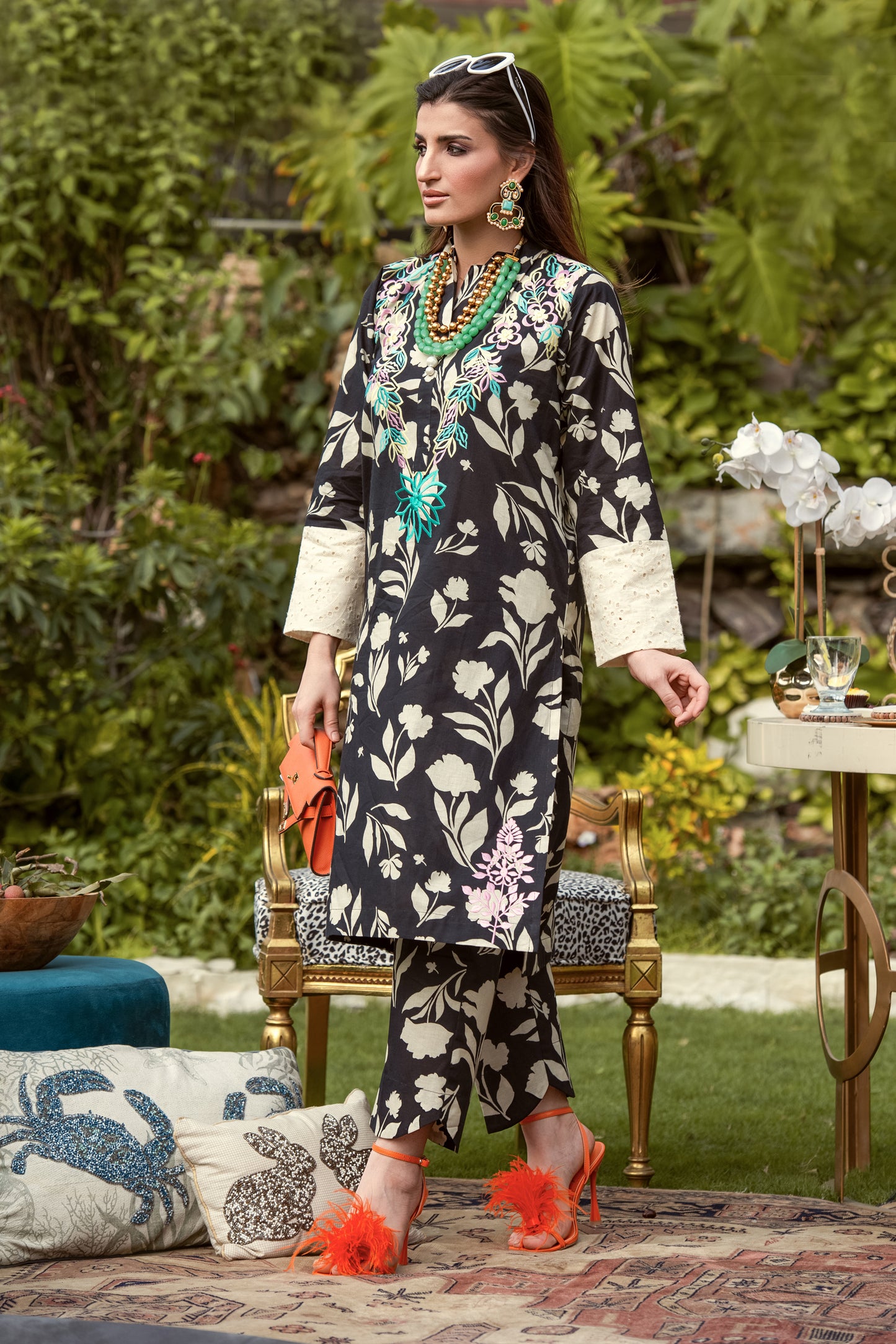 EMBROIDERED PRINTED LAWN BLM-01