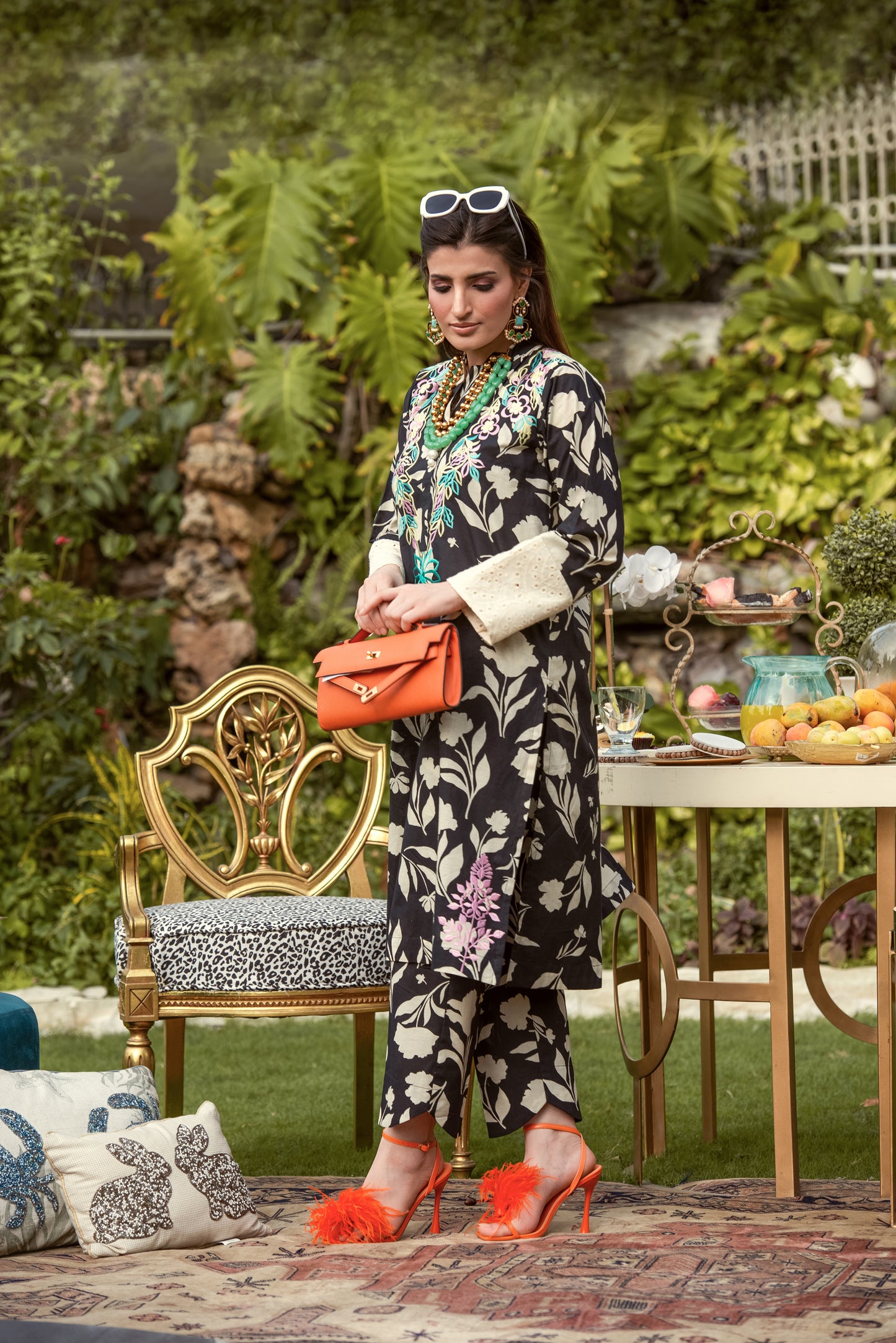 EMBROIDERED PRINTED LAWN BLM-01