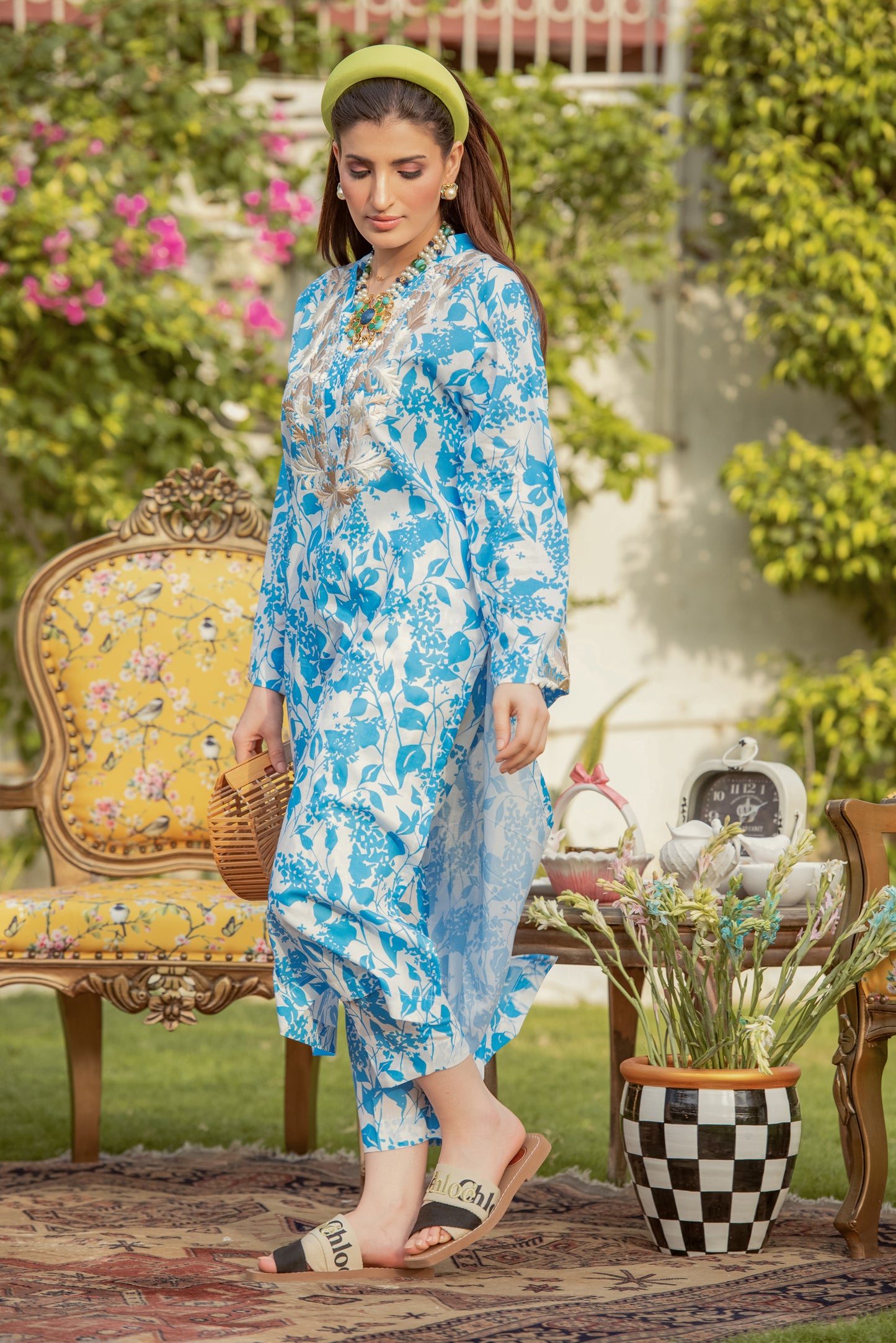 EMBROIDERED PRINTED LAWN BLM-05