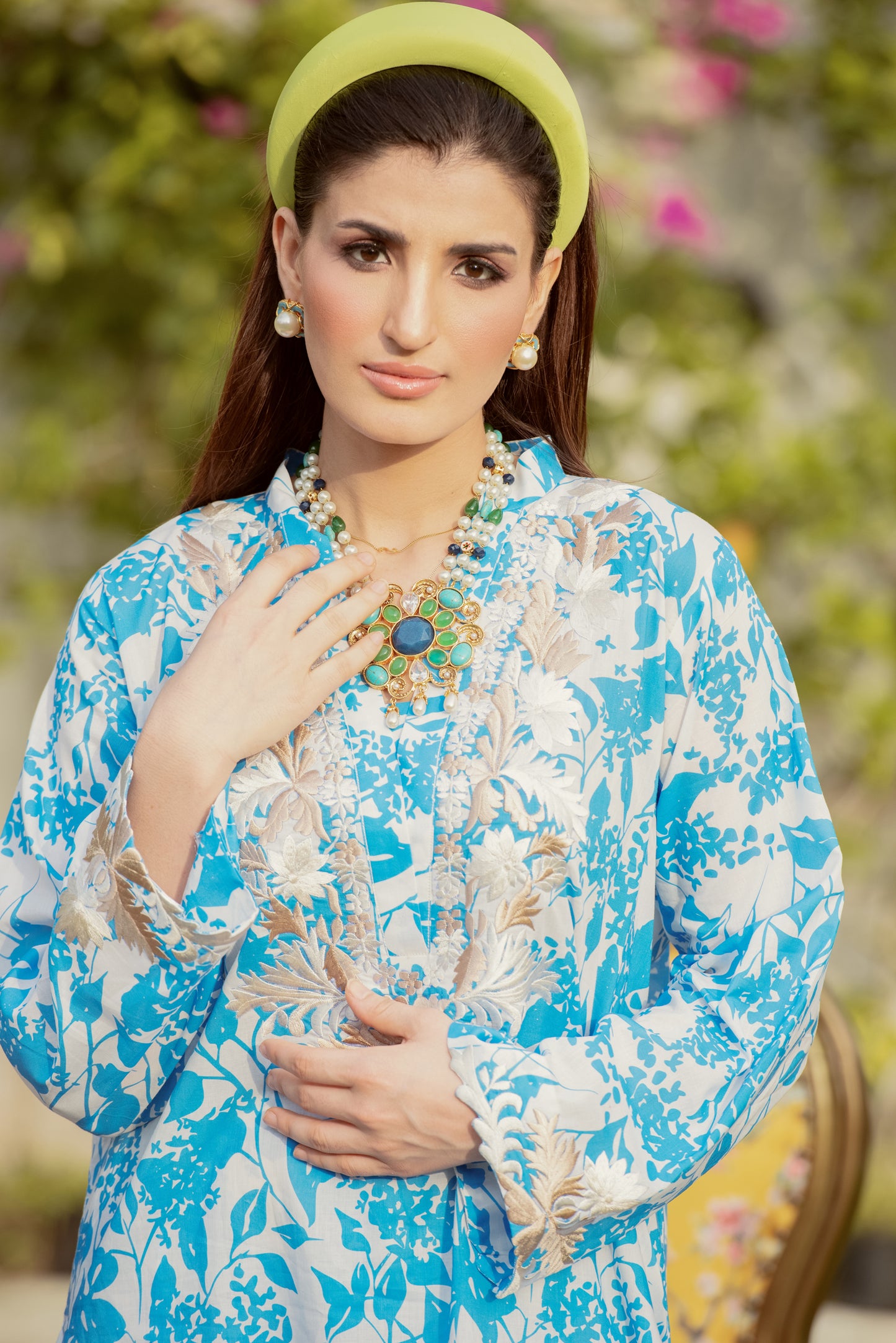 EMBROIDERED PRINTED LAWN BLM-05